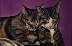 Two Cats with Purple