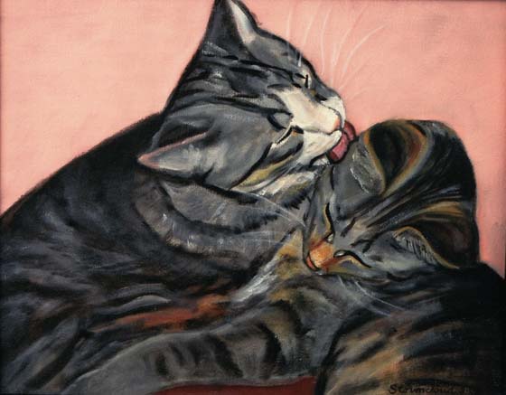 Two Cats with Pink 
